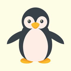 A cartoon penguin standing on yellow background with a soft simple style