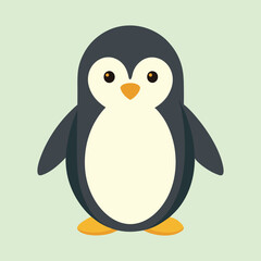Cute cartoon penguin illustration with light green background and simple design