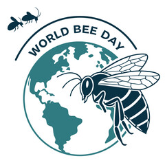 World Bee Day text lettering, Hand drawn vector art, typography silhouette vector art illustration