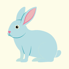 Obraz premium Illustration of a charming blue rabbit with pink details on light background
