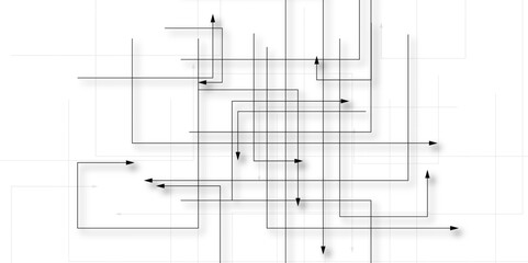 Technology graphic Network background. Abstract geometric connect lines and dots. Abstract technology communication data Science. Black a square diagram on a white background.
