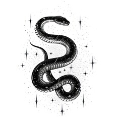 Fototapeta premium Snake celestial drawing line monochrome.