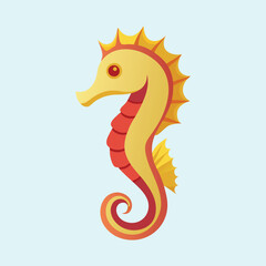 Obraz premium Stylized Seahorse Illustration with Warm Tones on a Light Blue Background