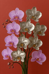 "Orchids Reimagined: Realism with a Metallic Touch"