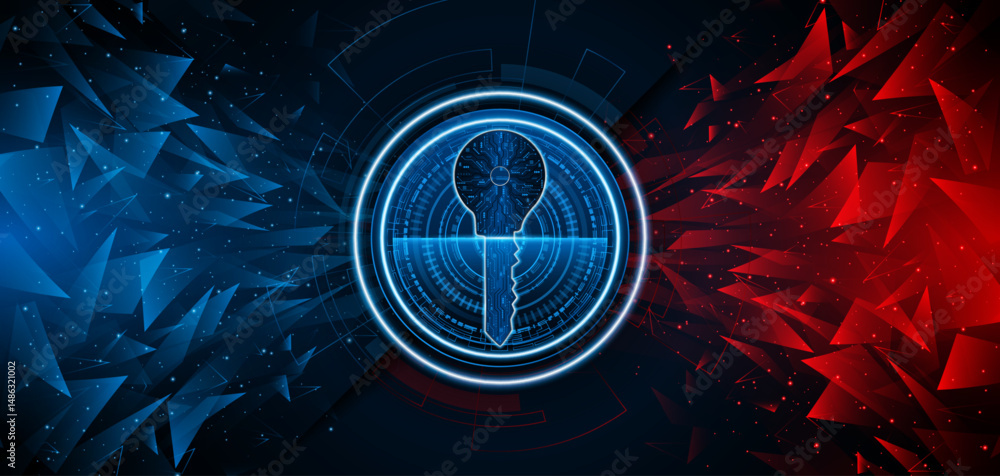 Poster technology circuit board key icon. Cyber ​​data security and privacy concept. modern technology innovation concept background	