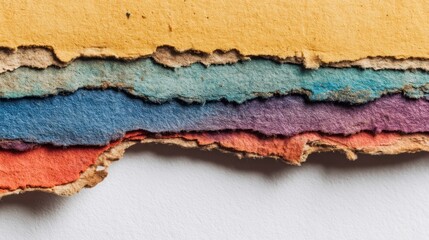 Multi-colored torn paper layers