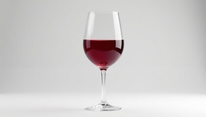 Single stemmed glass of red wine on white backdrop Focus on the color and texture , isolated, minimal, rich