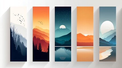 abstract mountain landscape banner set in vertical format
