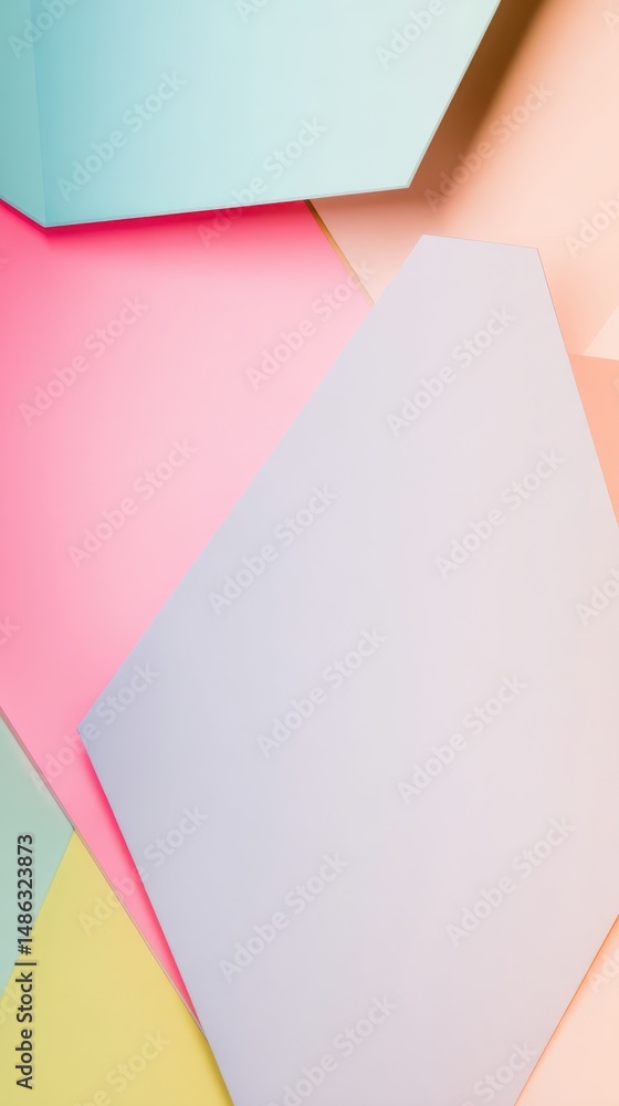 Poster abstract geometric shapes with pastel colors creating a modern artistic background suitable for vari