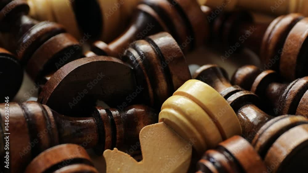 Poster close-up view of a bunch of wooden beads with intricate details