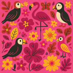 Fototapeta premium Love Birds Print Design in Vector