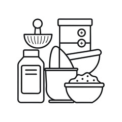 Baking Powder Mix Outline Vector Illustration