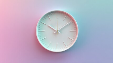 Simple white clock on a pastel background