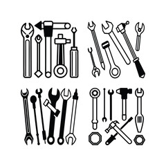 Black and white stylized tools silhouette 1