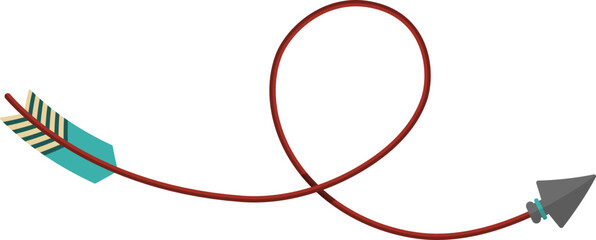 Sinuous graphite trace, resembling a tribal arrow with tip and feather traveling along paths of different geometric shapes, featuring a single, swirl. © drik