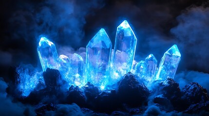 Crystal cloud printing glowing templates