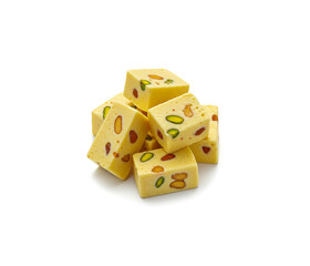 Mix dry fruits kulfi  isolated on white background.