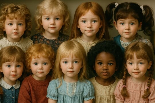 Diverse group of children smiling.