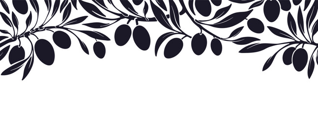 Olives branch backdrop Vector leaves, black berry