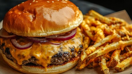 A cozy late night burger setup featuring premium fast food combos with signature burgers and loaded fries overlay cut out on isolated transparent removed background