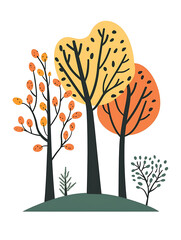 Abstract shapes forming a tree, white background