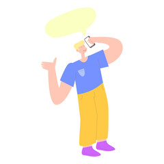 People Communications flat Illustration_ people calling phone