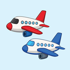 Airplane Flying Cartoon Clipart Vector Image