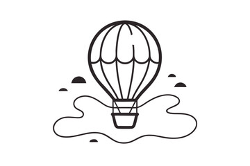 Fototapeta premium Minimal hot air balloon vector design