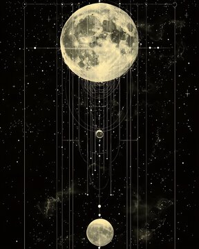 Lunar phase chart showing spring neap tide alignment with orbit Spring Tides and Neap Tides Tidal range diagram Lunar phase correlation Digital art