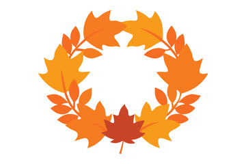 autumn-wreath-with-orange-leaves-silhuette---vecto.eps