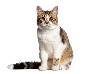 Obraz premium Cute cat sitting on the floor isolated on a trasparent background