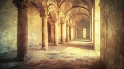 Fototapeta premium Real photo effect, light textureï¼Œreal photosï¼ŒInterior, Renaissance style building, central axis composition, depth of fieldï¼Œ real photos 