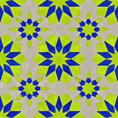 Seamless Islamic Moroccan Geometric Tile Pattern with Floral Star Motifs