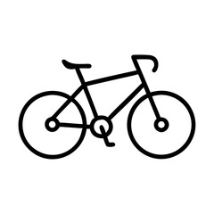 Minimalist black outline vector icon of a bicycle, symbolizing transportation, sport, fitness, and eco-friendly travel in a clean and simple design.