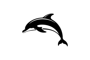 Black dolphin jumping out of the water silhouette