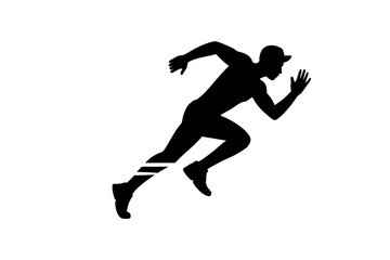 Silhouette of man running fast sprint exercise sport