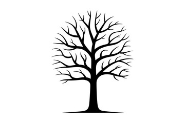 Obraz premium Bare tree silhouette vector art nature design art