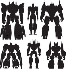 Silhouette Transformers: Optimus Prime and Robots in Black Style