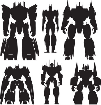 Silhouette Transformers: Optimus Prime and Robots in Black Style