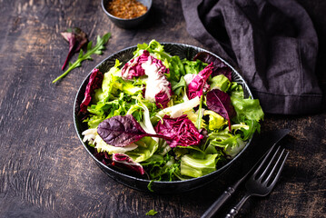 Bowl of fresh green salad mix