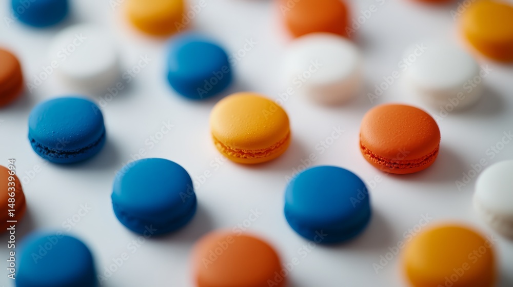 Aufkleber a close-up shot displays a vibrant collection of macarons in various hues, creating a cheerful atmos