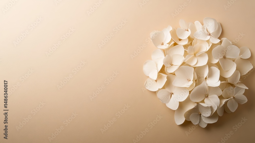Aufkleber close-up shot highlights an intricate floral arrangement with delicate petals and leaves, creating a