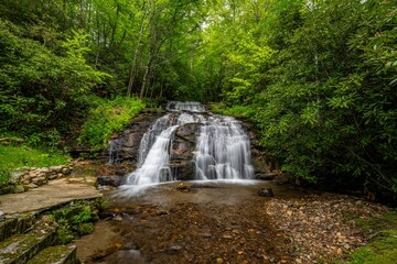 Fototapeta premium waterfall near Franklin and Highlands, NC
