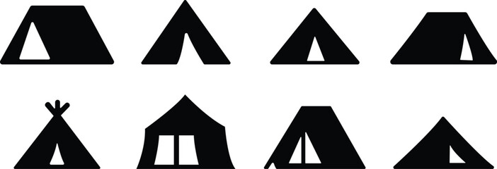 Camping Tents Silhouettes – Minimal Tent and Teepee Icons