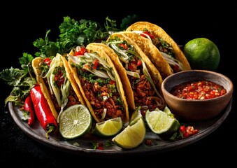 Delicious beef tacos with fresh toppings.