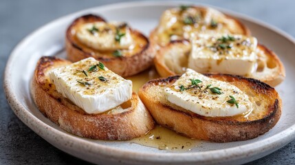Delicious crostini topped with creamy brie and herbs.