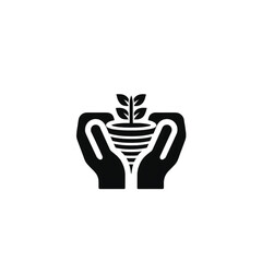 human hand holding a plant