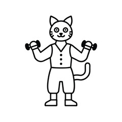 Cat Lifting Dumbbells in Cute Gym Outfit