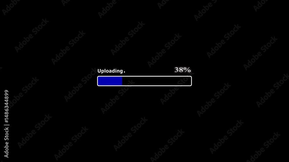 Poster uploading animation icon on black background. bar animation of 0 to 100 video footage.