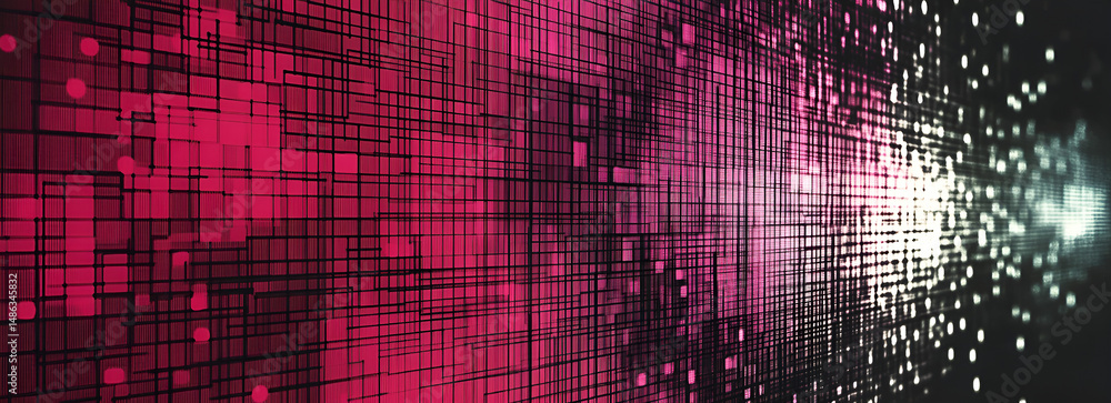Aufkleber abstract digital art composition with a vibrant grid and pixelated pattern conveying data flow visua